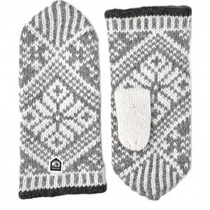 NEW HESTRA women's nordic wool mittens in grey/offwhite